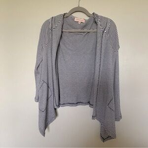 Philosophy Size Medium Black and White Stripe Hooded Waterfall Cardigan